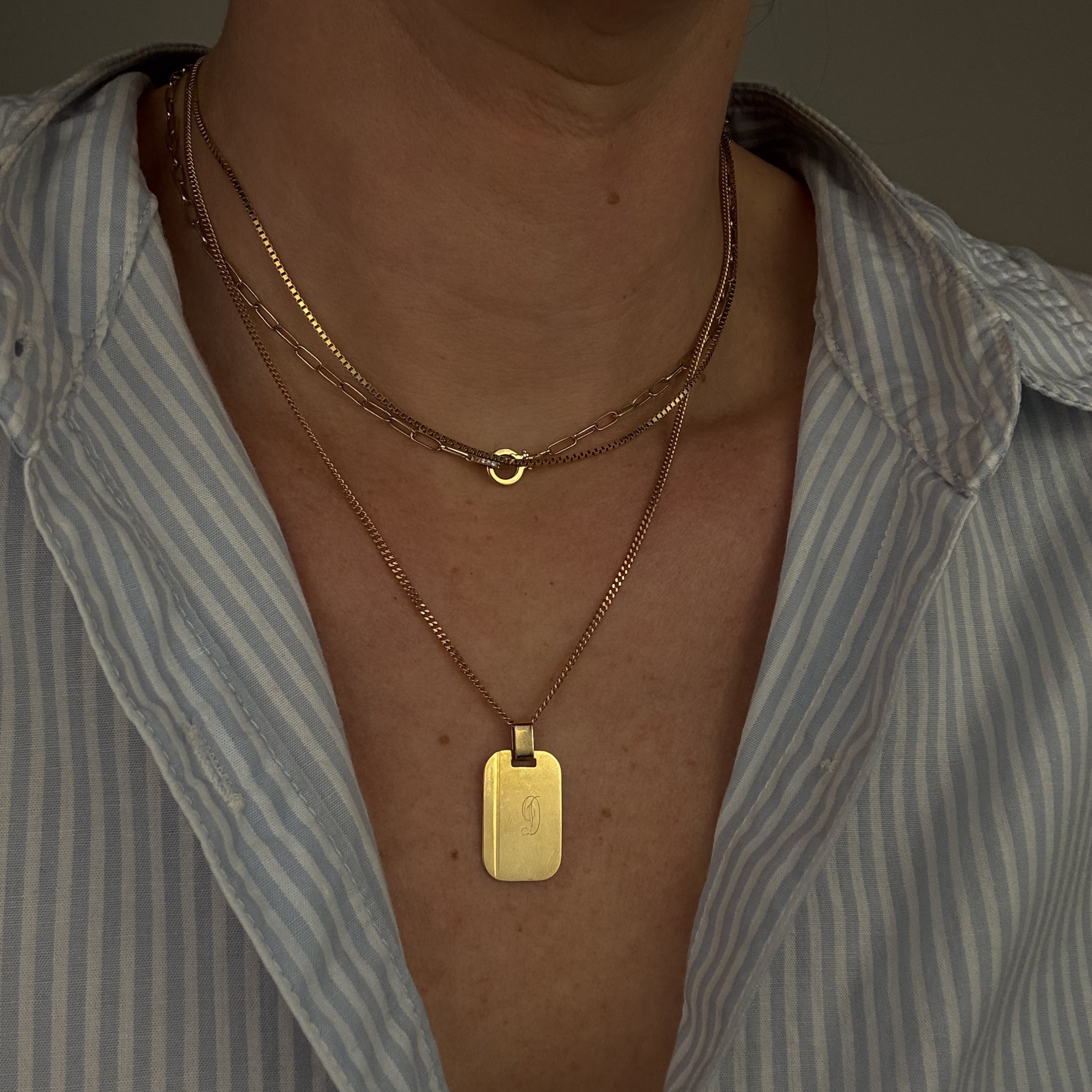 'D' Dog Tag Pendant
