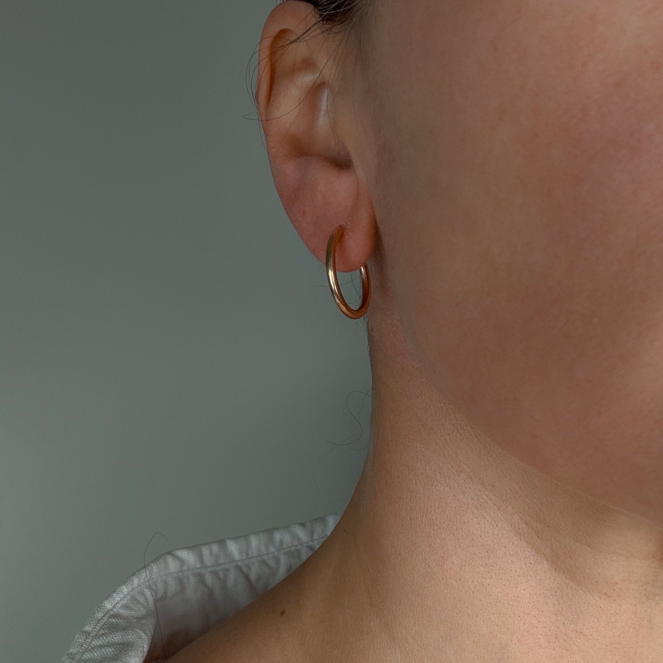 20 mm Tubular Gold Hoop Earrings