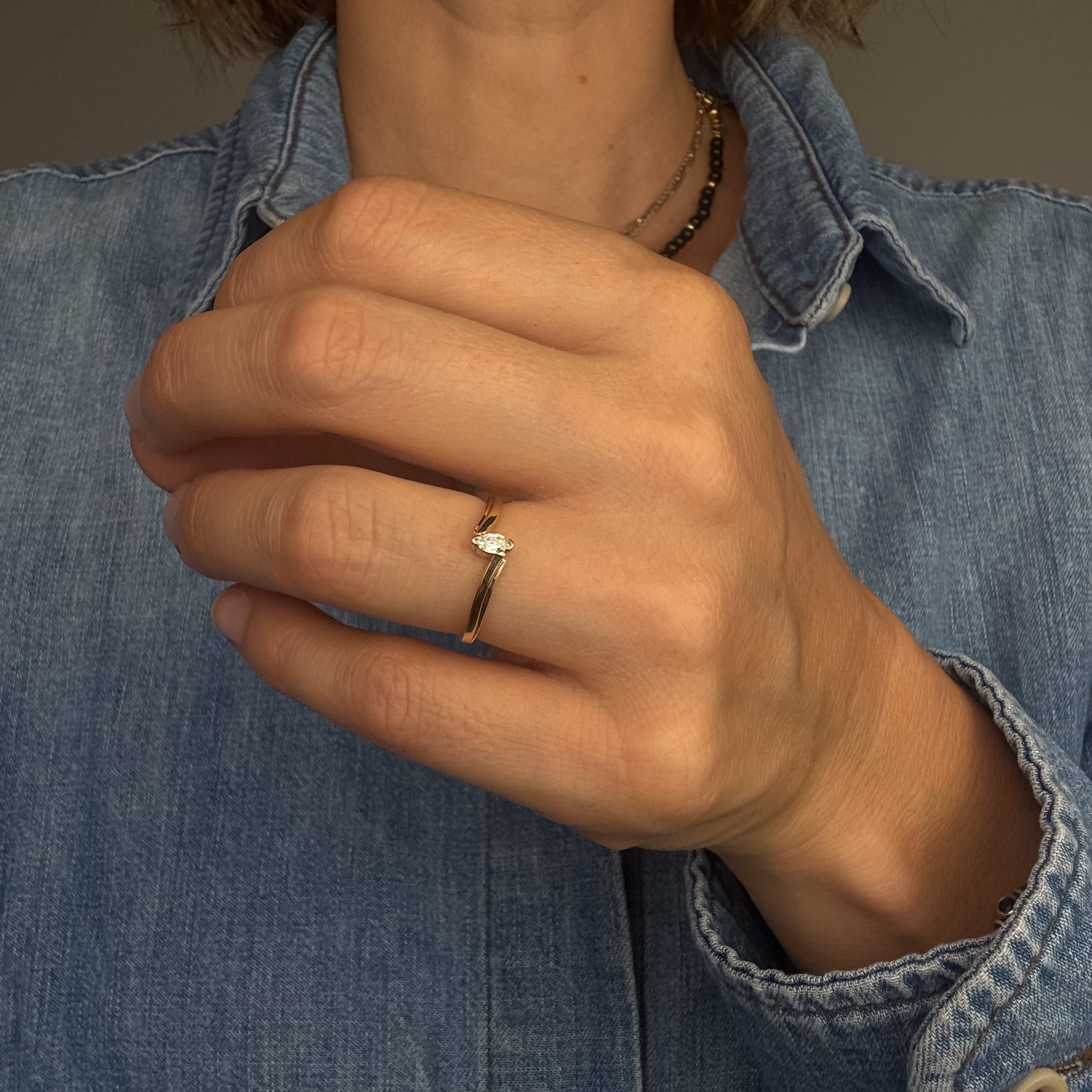 Marquise Diamond Bypass Ring