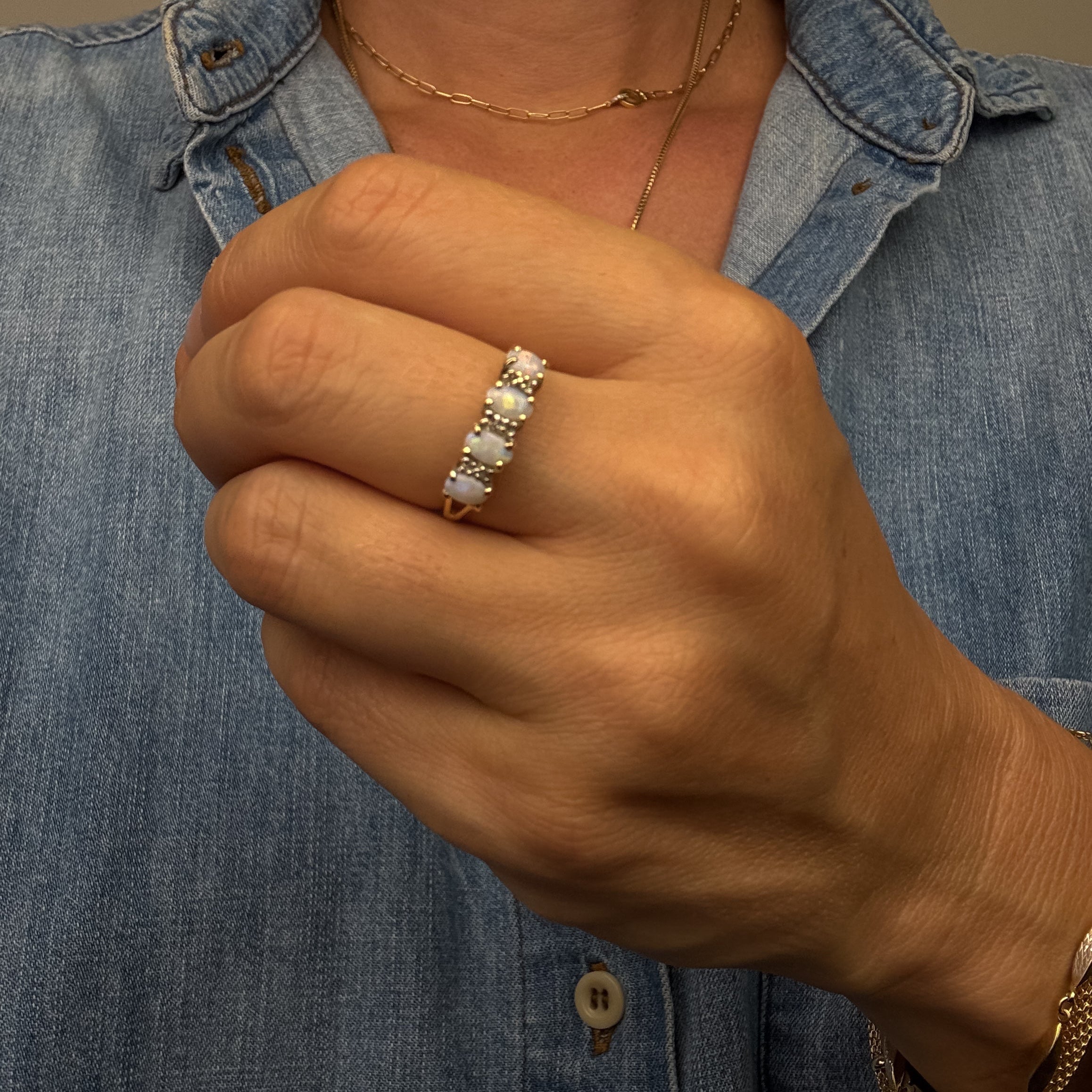 4 Opal and Diamond Band