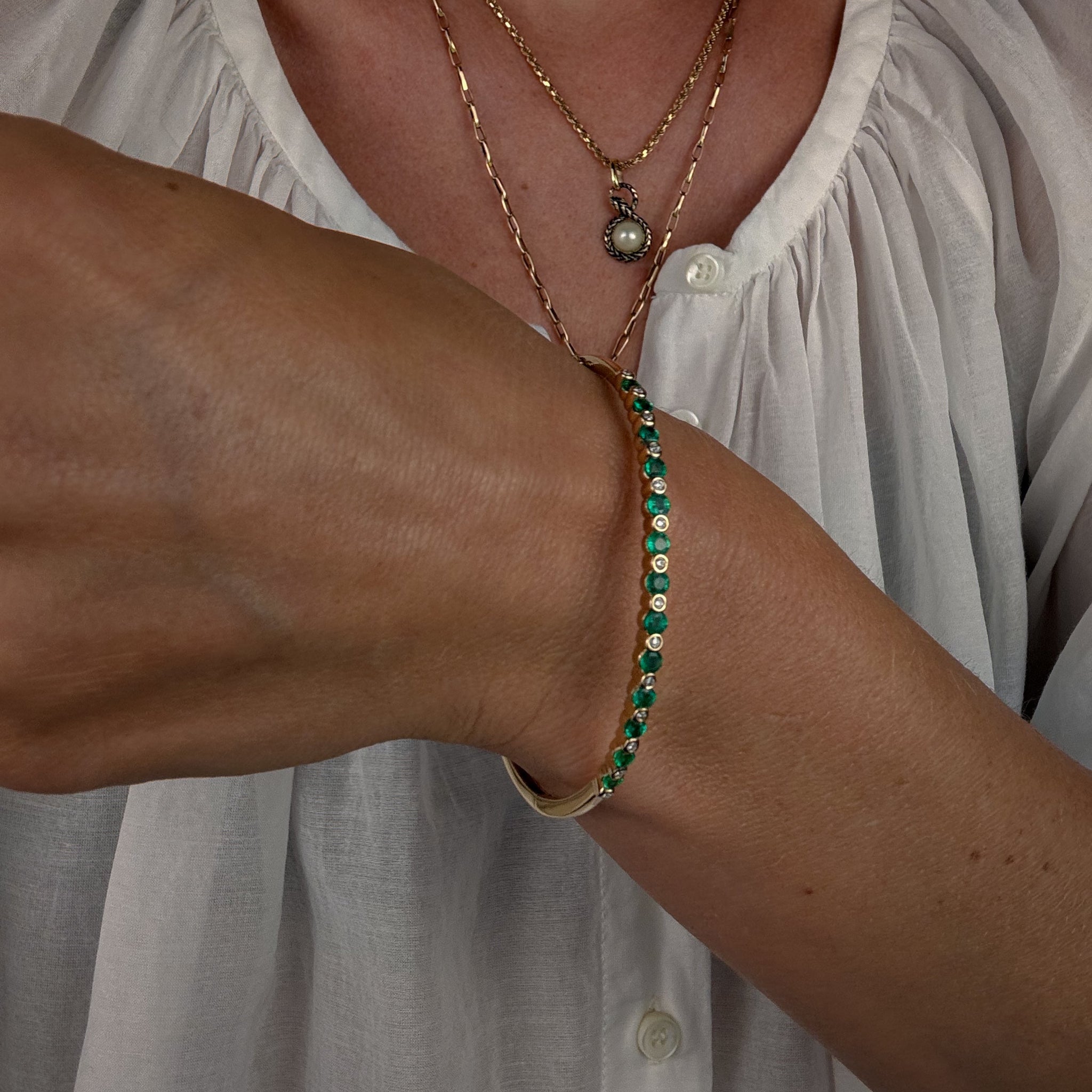 Emerald and Diamond Bangle