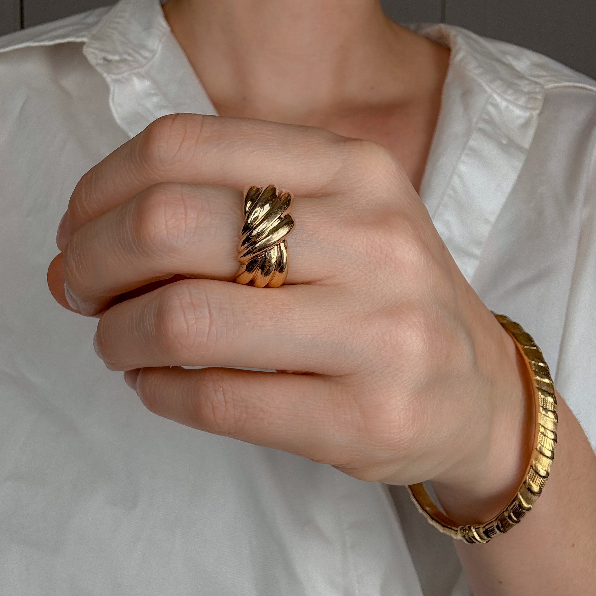 Wide Wave Gold Band