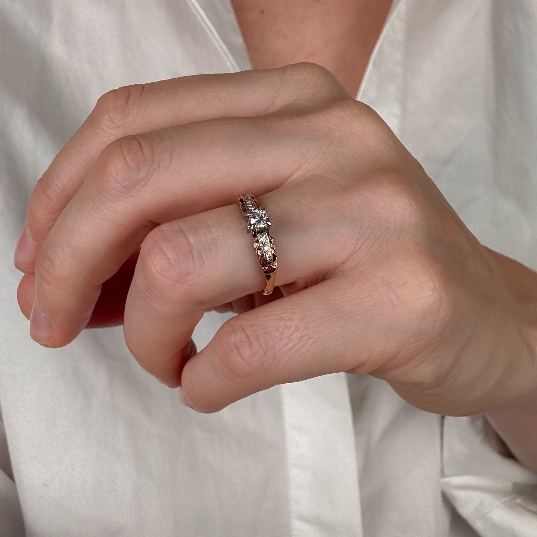 Antique Engagement Ring with Diamond Shoulders