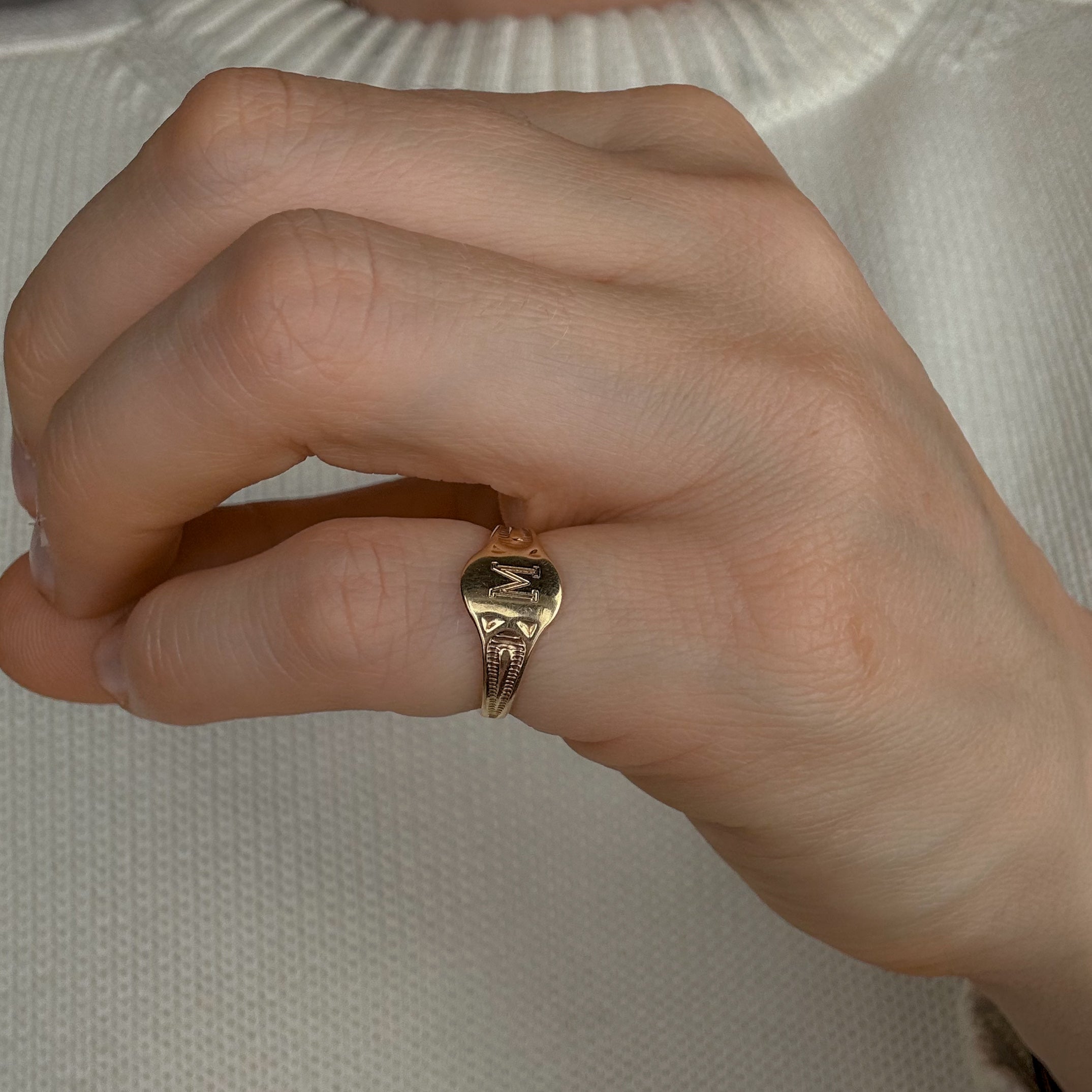 Oval 'M' Signet Ring
