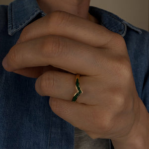 Emerald Wishbone Ring