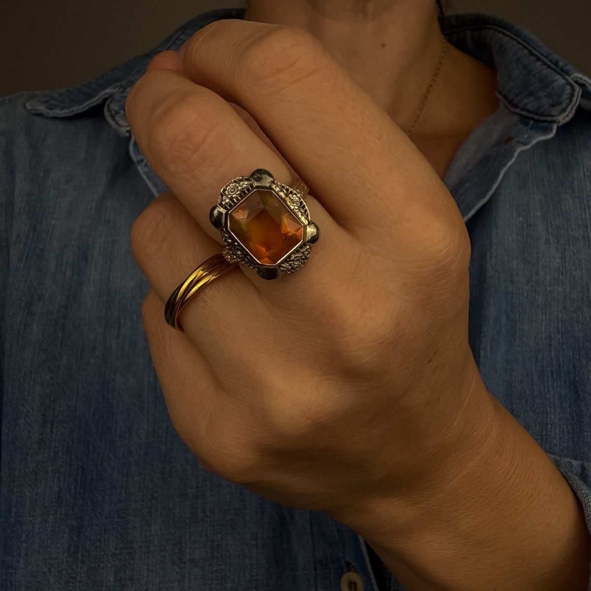 White Gold Citrine Ring