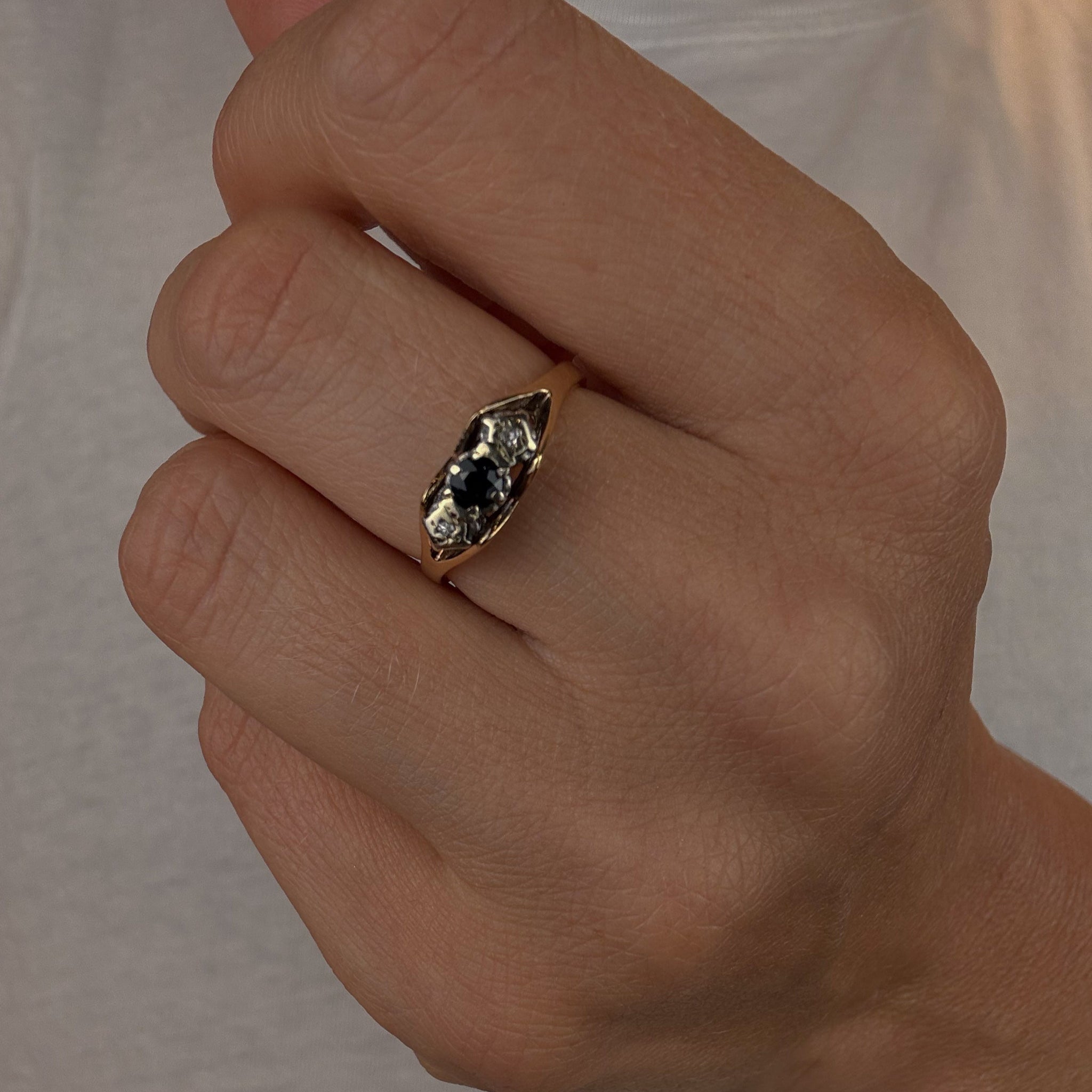 Antique Sapphire and Diamond Trilogy Ring