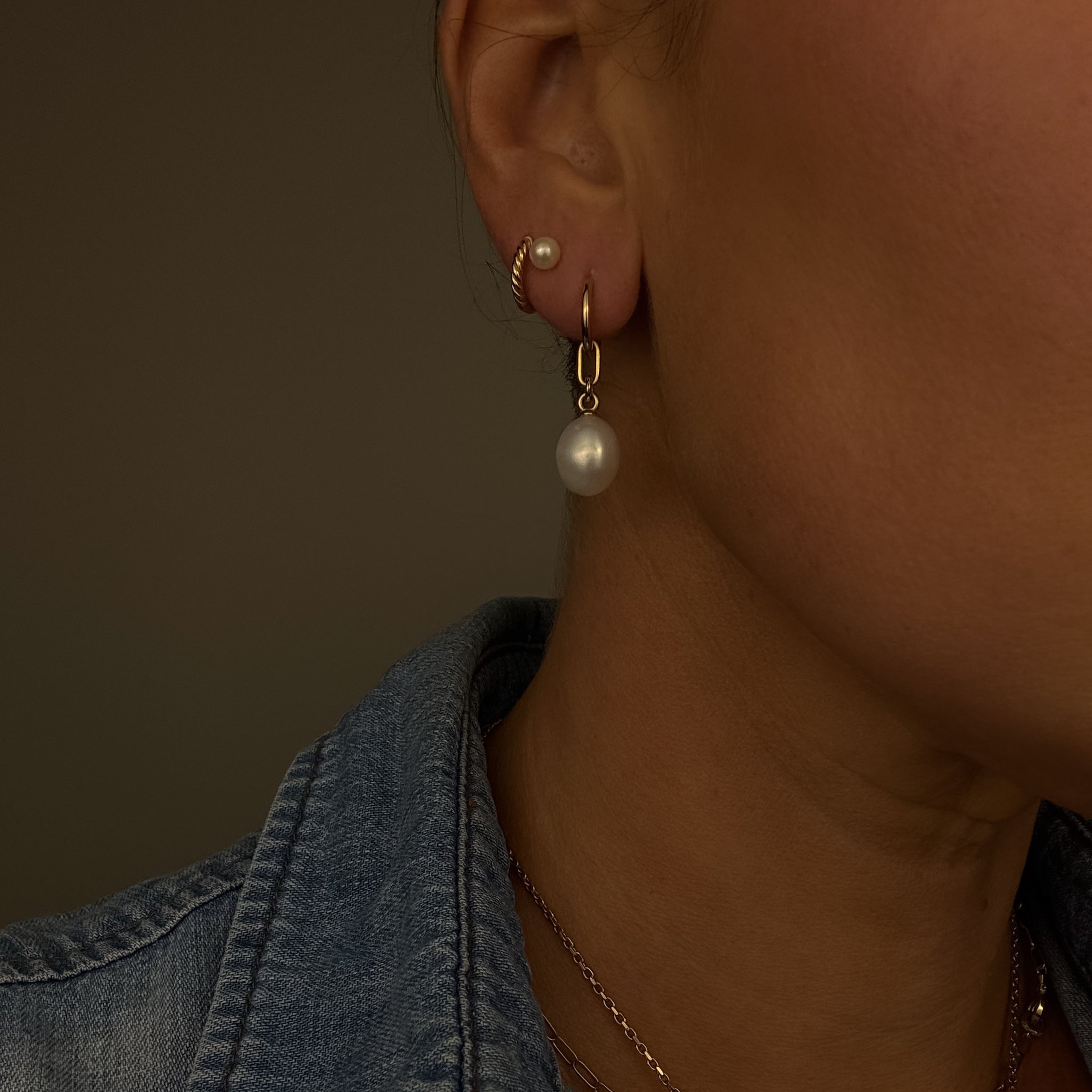 Pearl Hoop Earrings