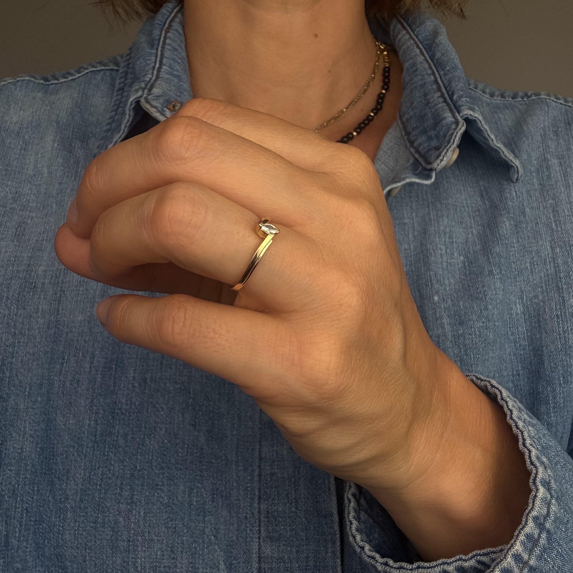 Marquise Diamond Bypass Ring
