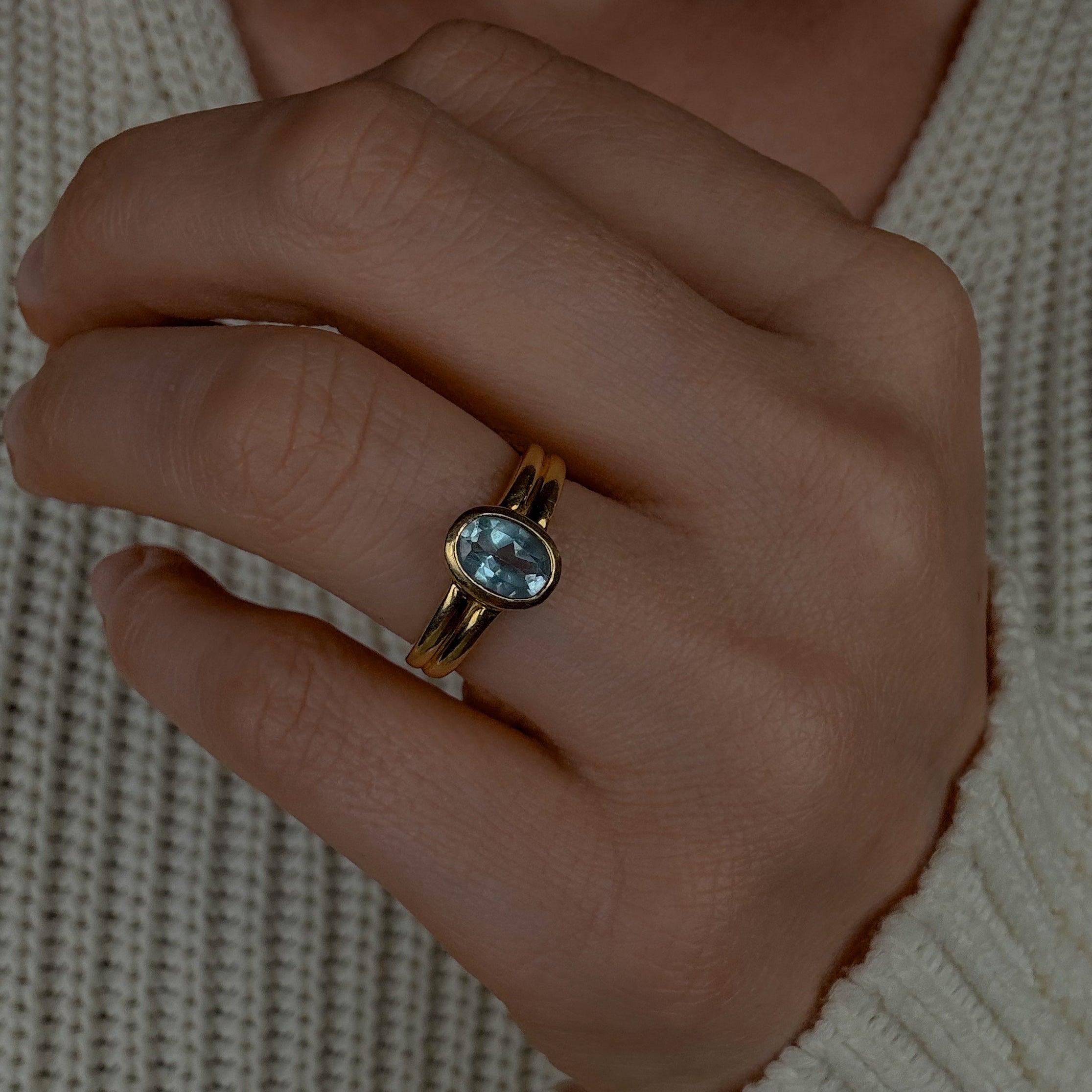Bezel Set Aquamarine Ring