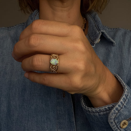 Opal Scrollwork Ring
