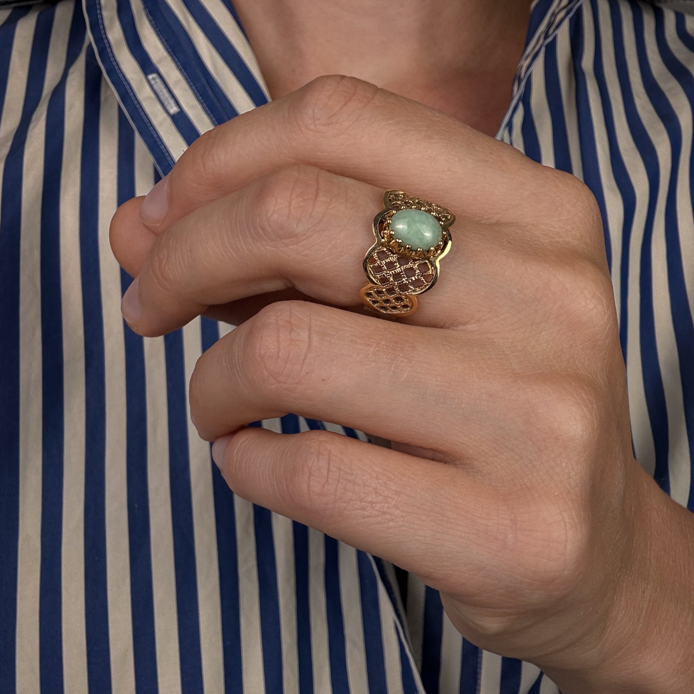 Lattice Jadeite Ring
