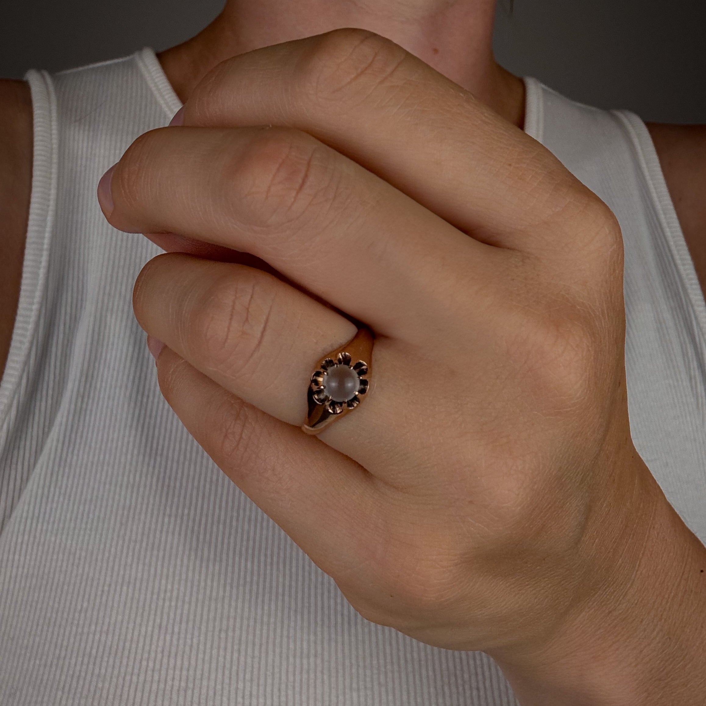 Moonstone Belcher Ring