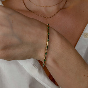 7" Gold Bar and Emerald Bracelet