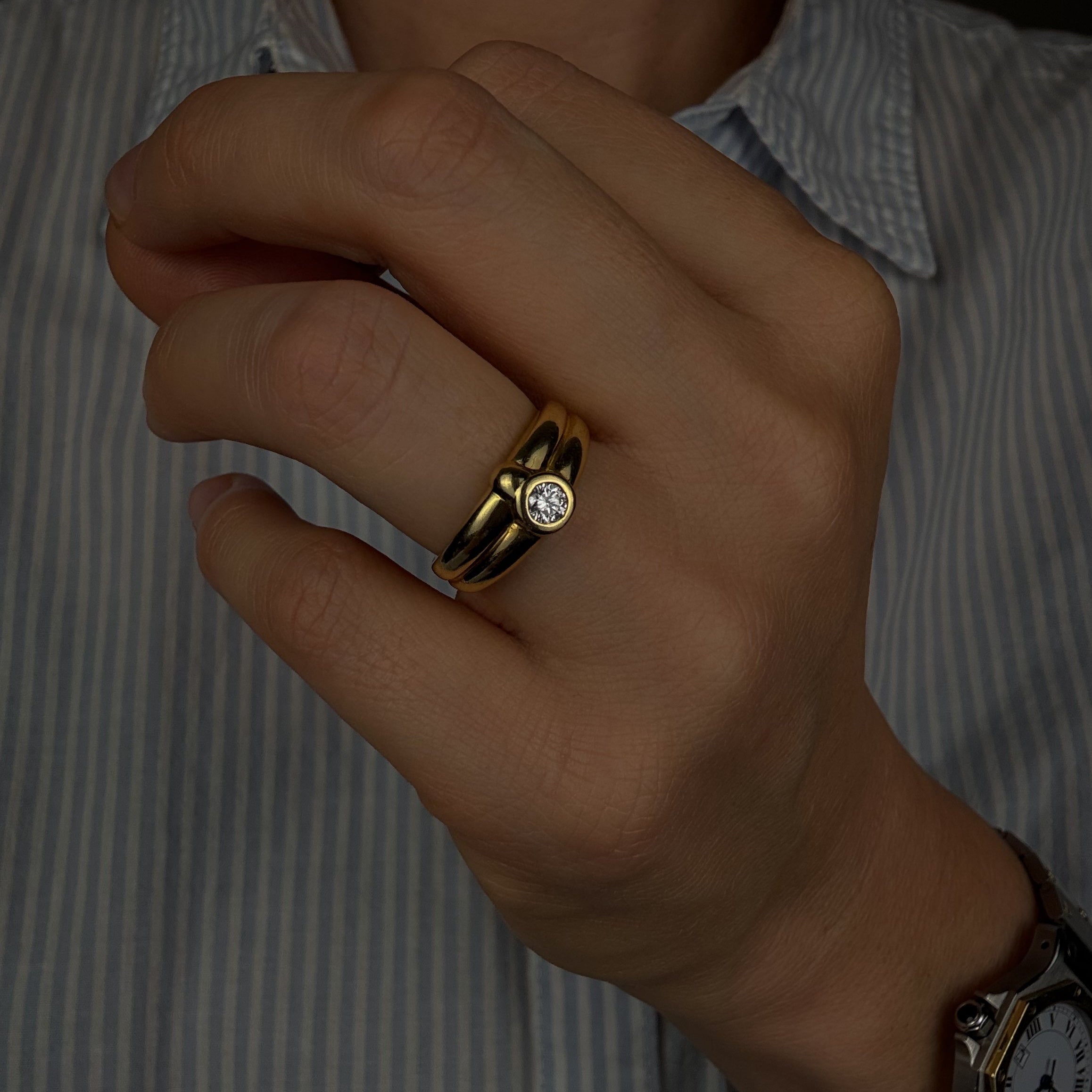 Bezel Set Diamond Double Band