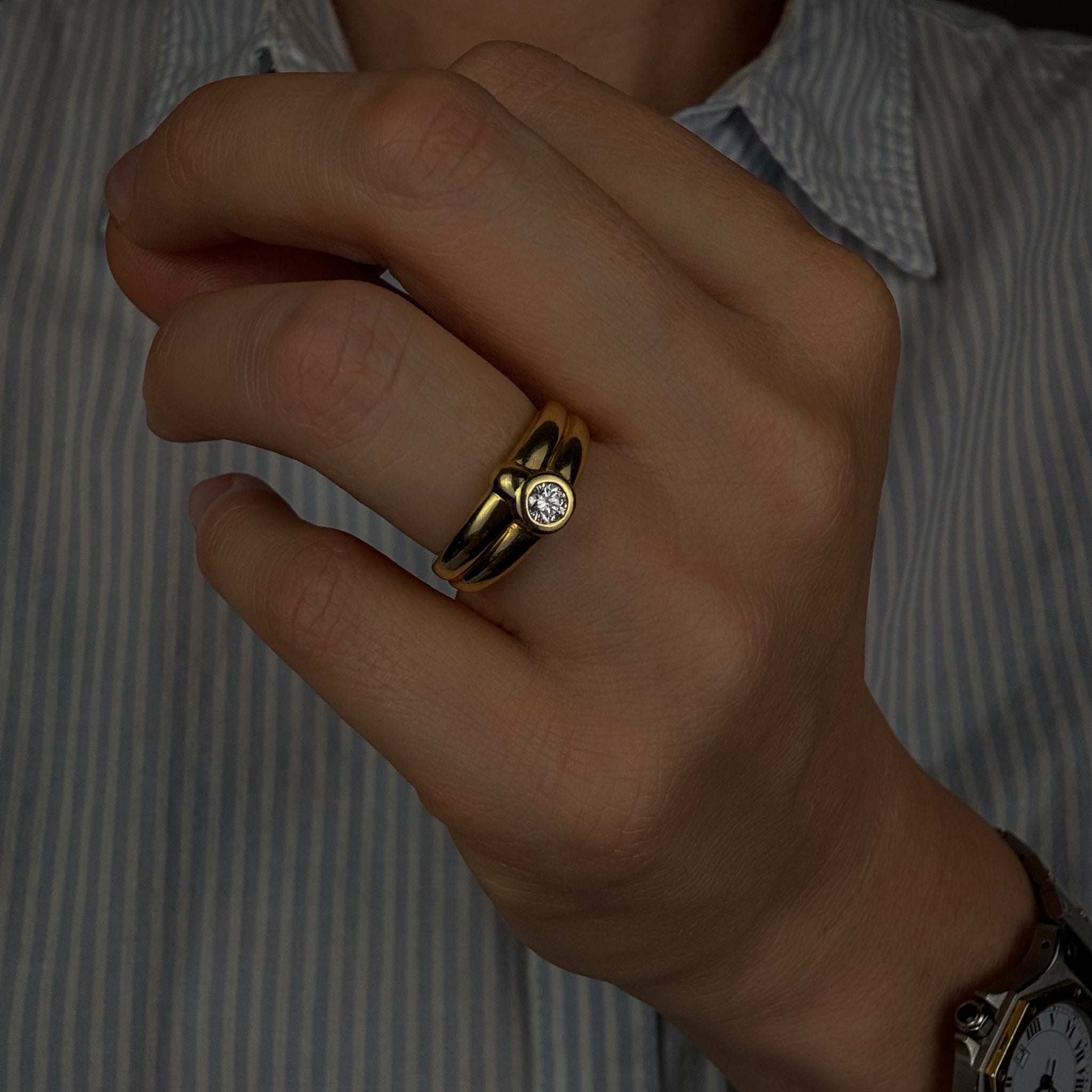 Bezel Set Diamond Double Band
