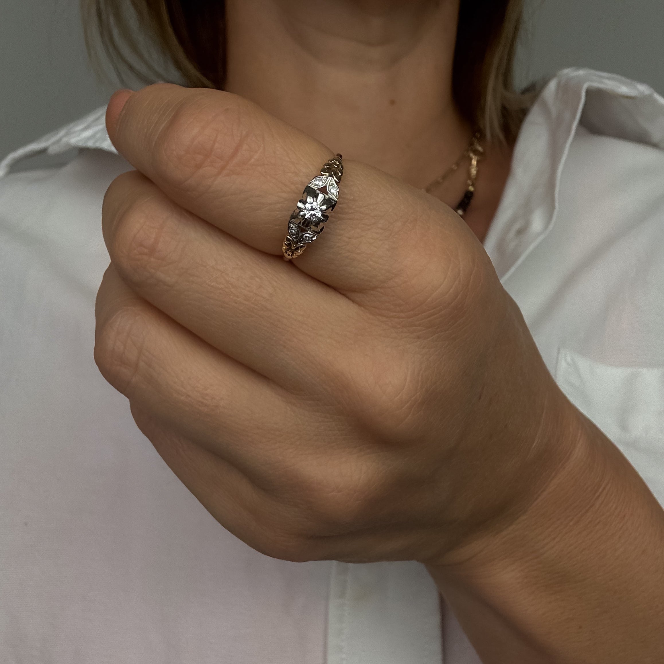 Floral Motif Diamond Engagement Ring