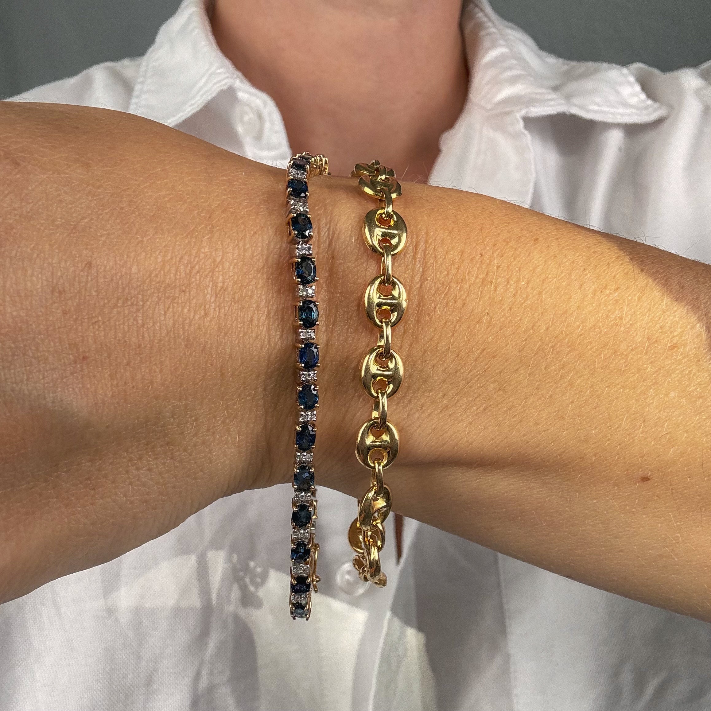 7.5" Sapphire and Diamond Bracelet