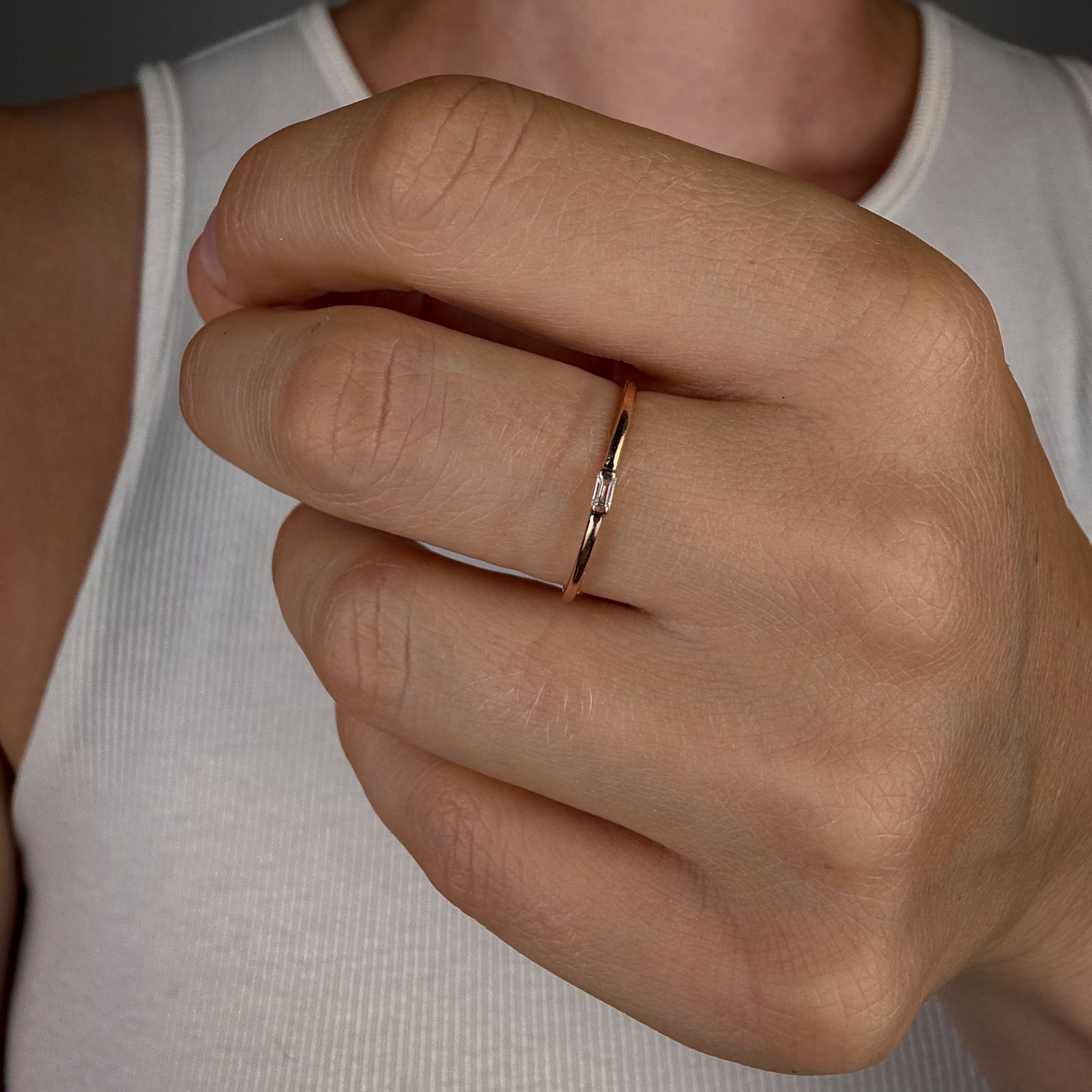 Minimalist Gold Baguette Ring