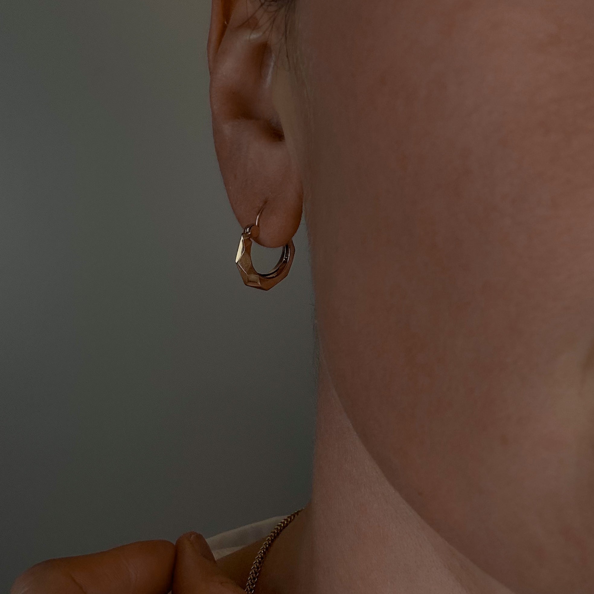 Geometric Gold Drop Hoop Earrings