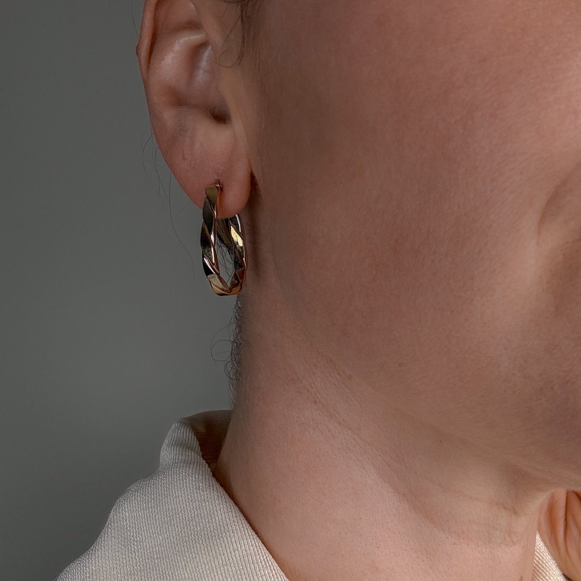 28.6 mm Two-Tone Gold Twist Hoop Earrings