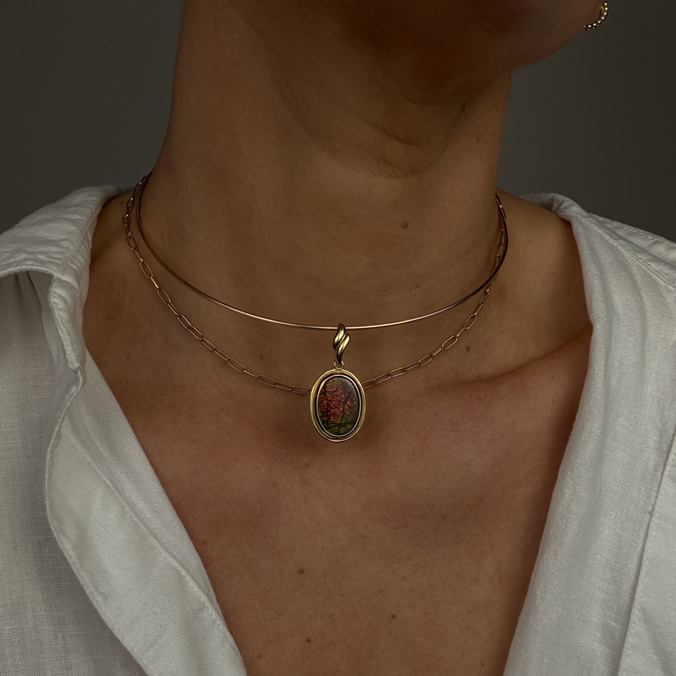 Bezel Set Ammonite Pendant