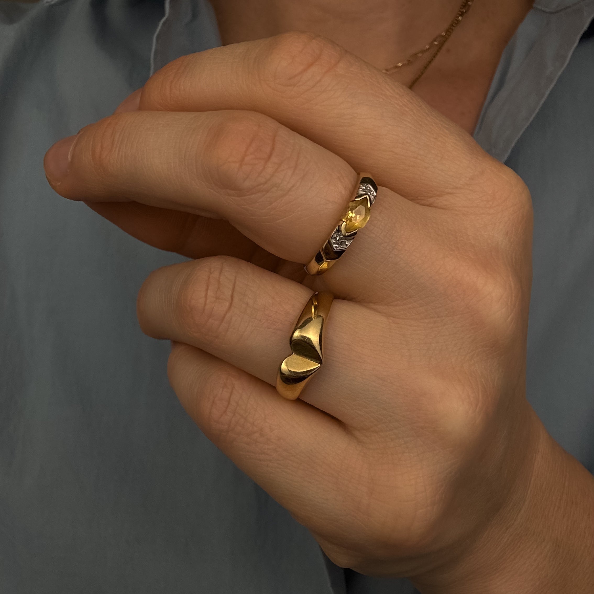 Vintage Topaz and Diamond Chevron Band
