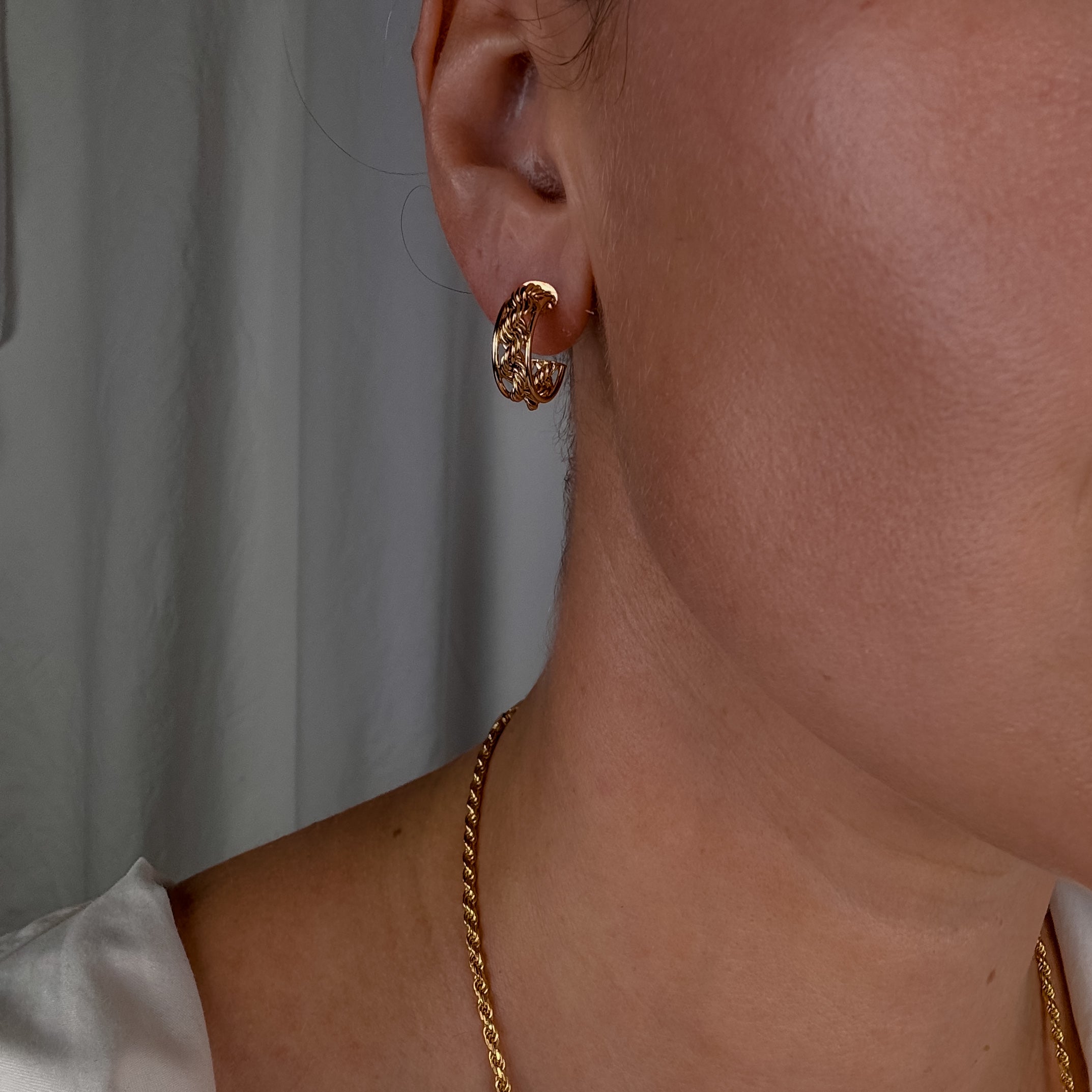 Rope Gold Half Hoops