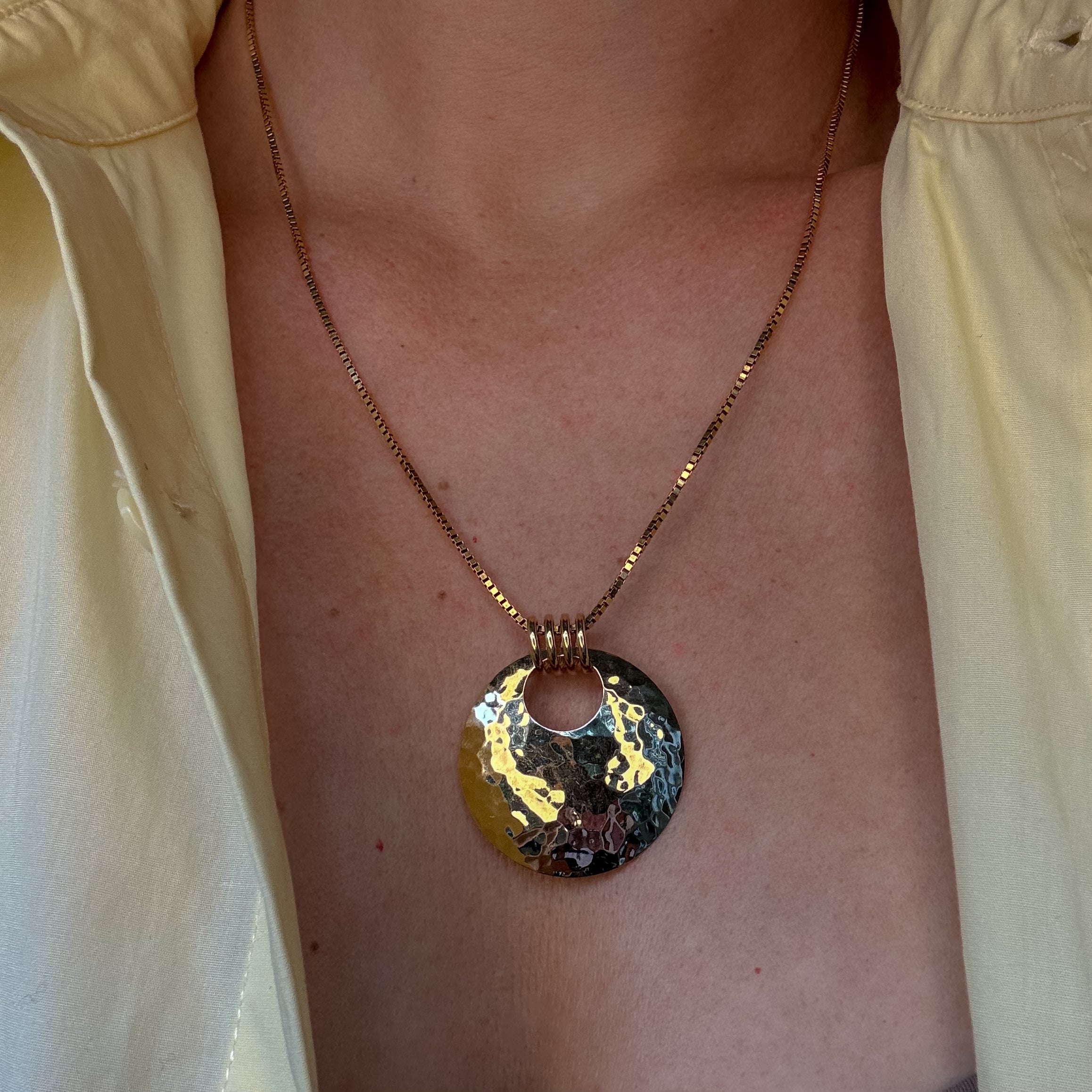 Hammered Gold Disk Pendant