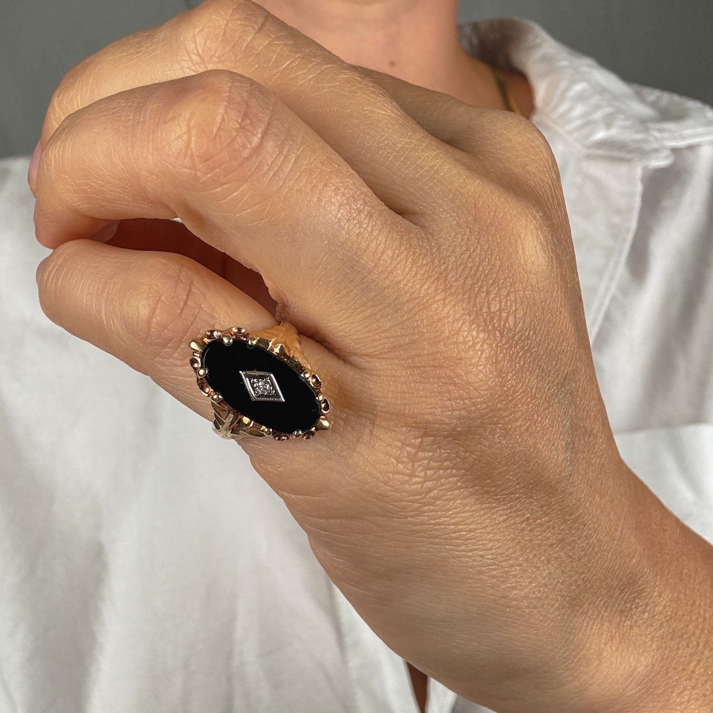 vintage Onyx and Diamond Ring