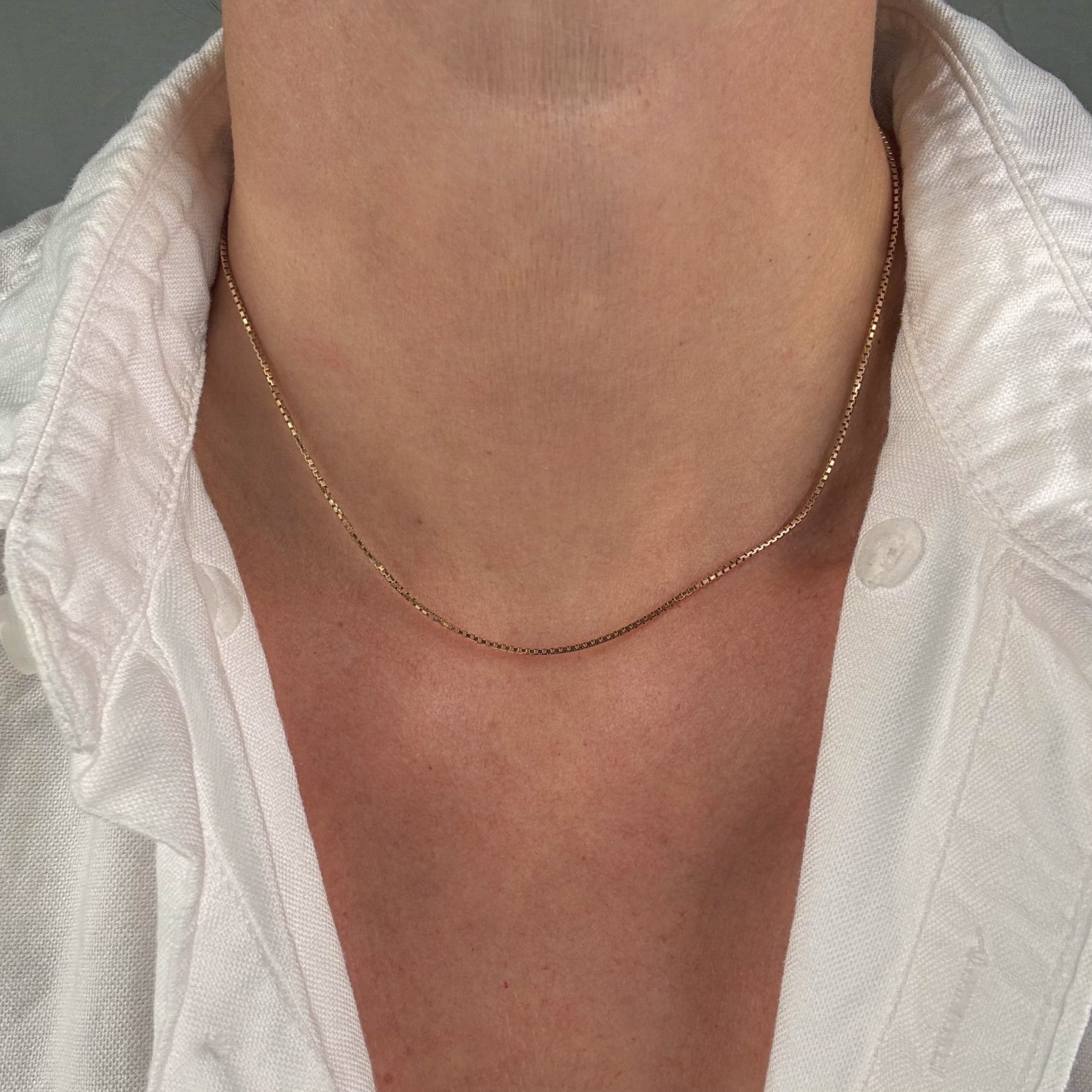16" Dainty Box Link Chain Necklace