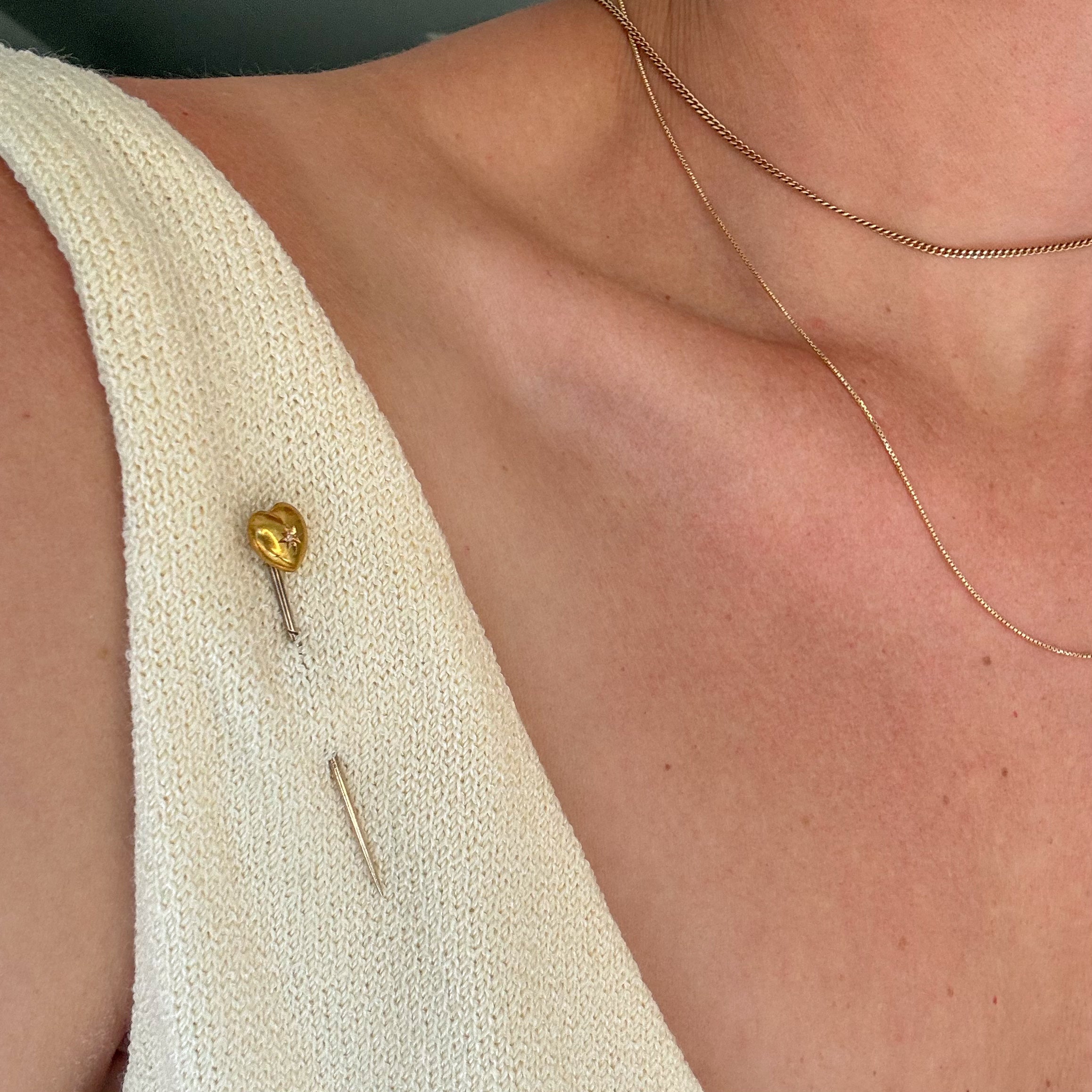 Victorian Starburst Diamond Heart Stick Pin