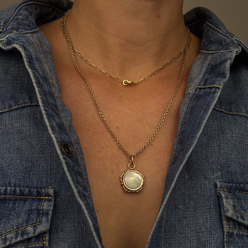 Bezel Set Mother of Pearl Pendant