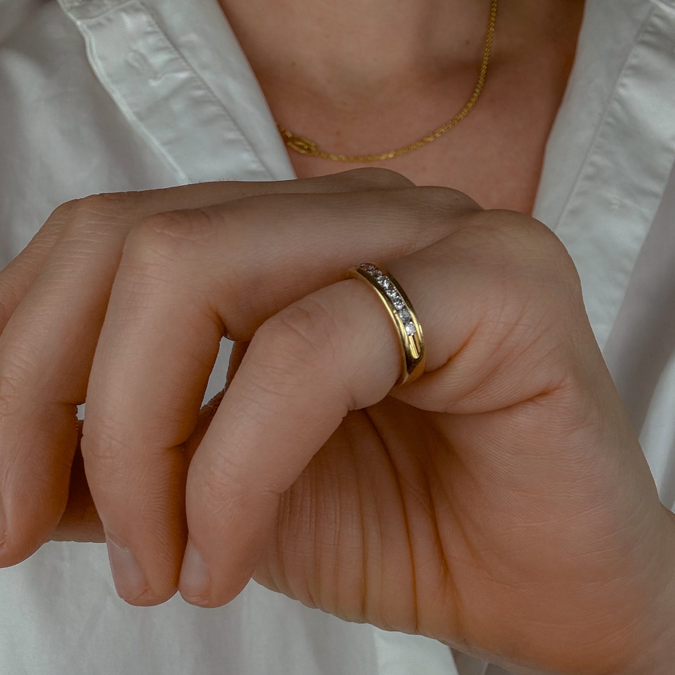 Channel Set Diamond Pinky Ring