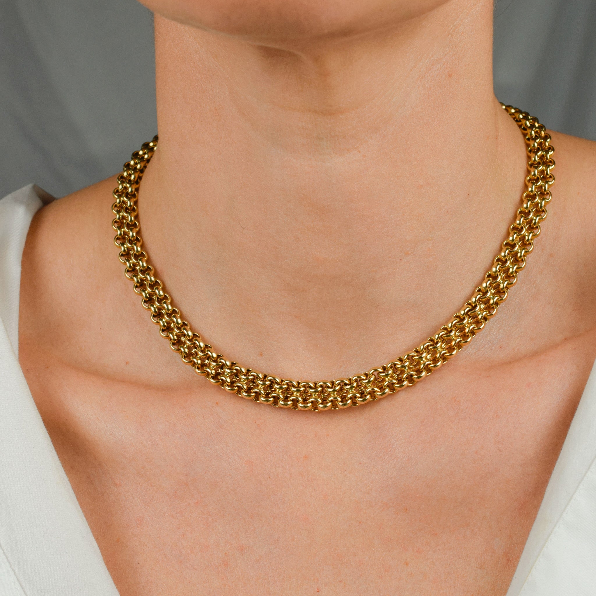 vintage 3-d rolo gold chain necklace