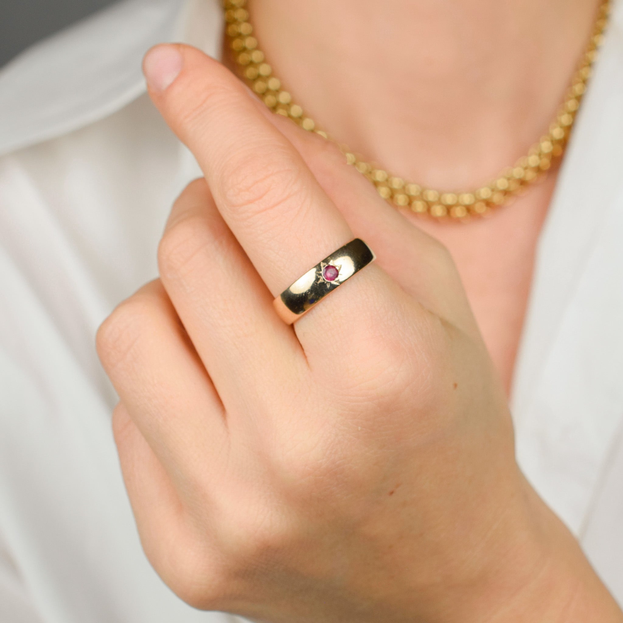 Starburst Ruby Gold Band