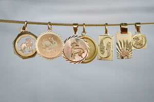 Folkor, vintage jewelry canada, vintage engagement rings canada, vintage zodiac pendants