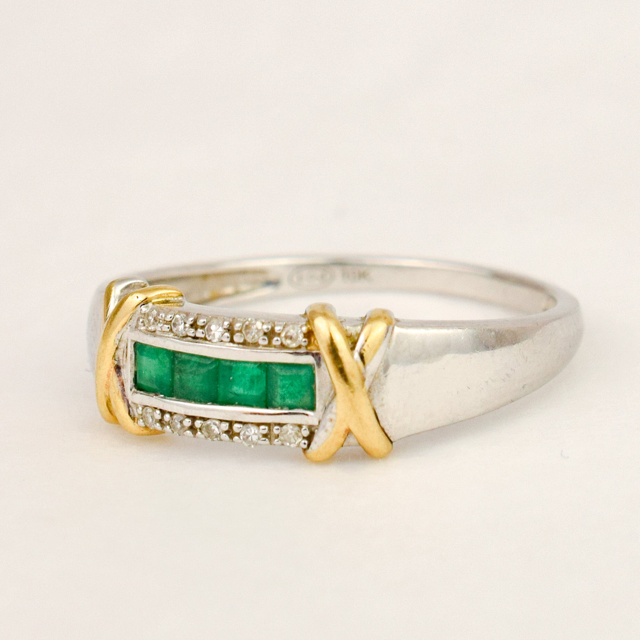 Two-Tone Emerald and Diamond Band