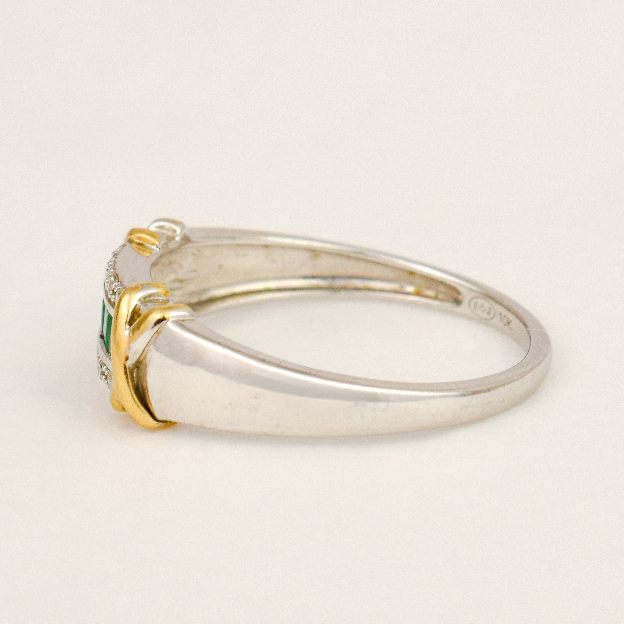 Two-Tone Emerald and Diamond Band