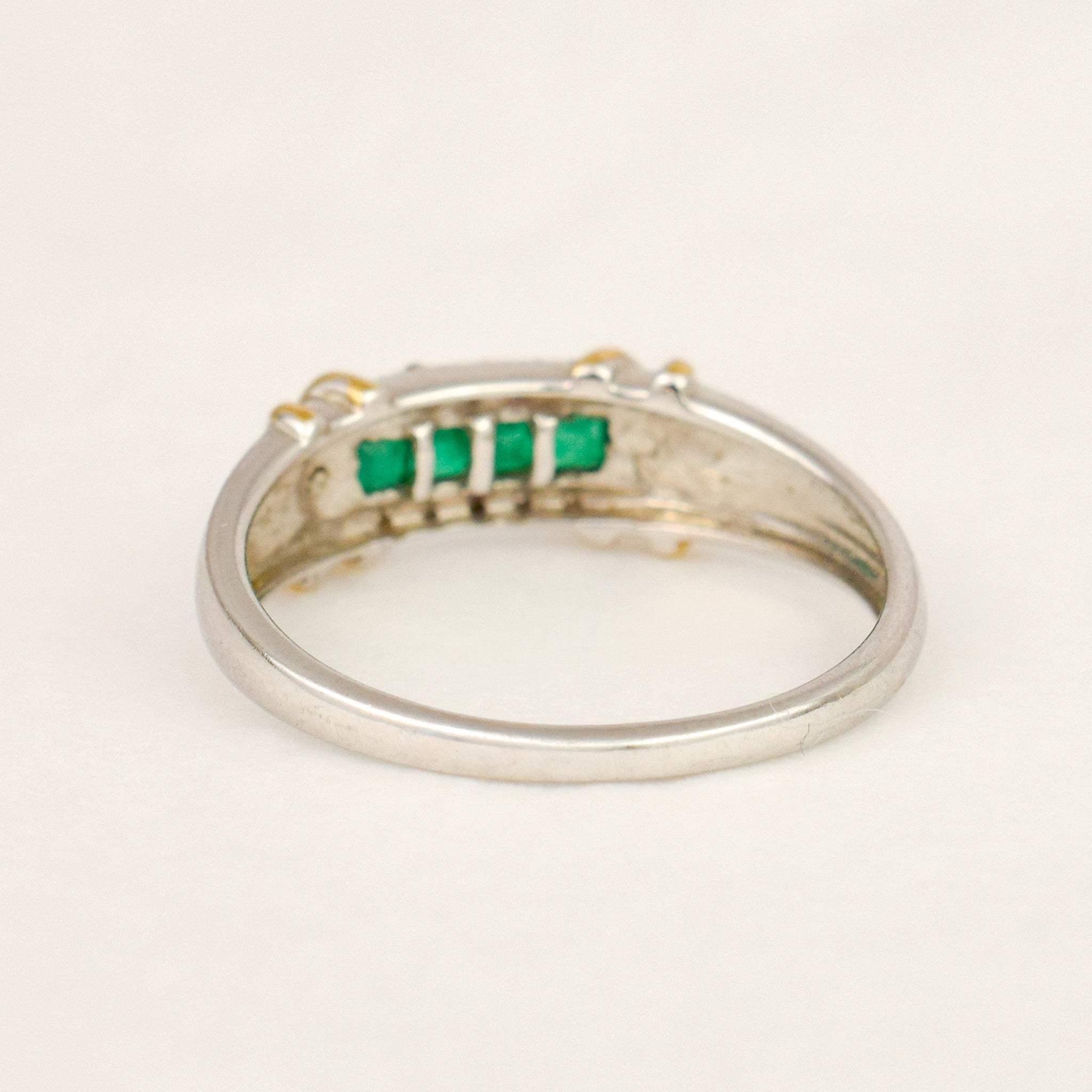 Two-Tone Emerald and Diamond Band