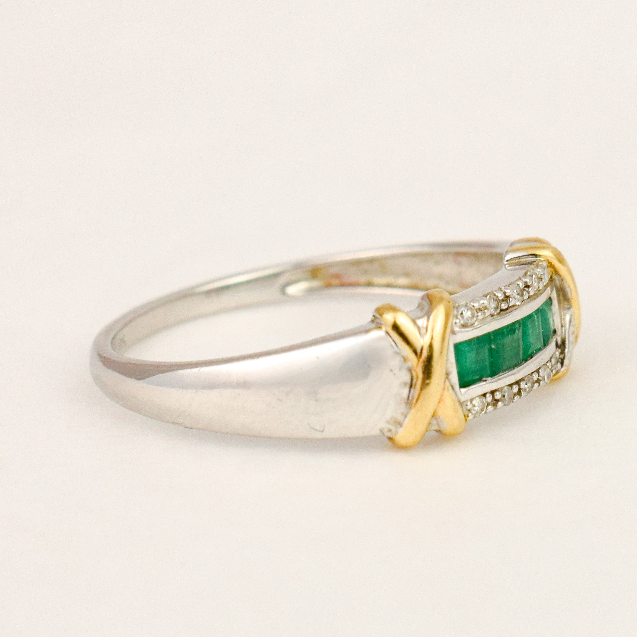 Two-Tone Emerald and Diamond Band