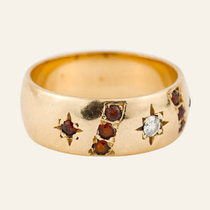 6.7 mm Garnet and Diamond Band