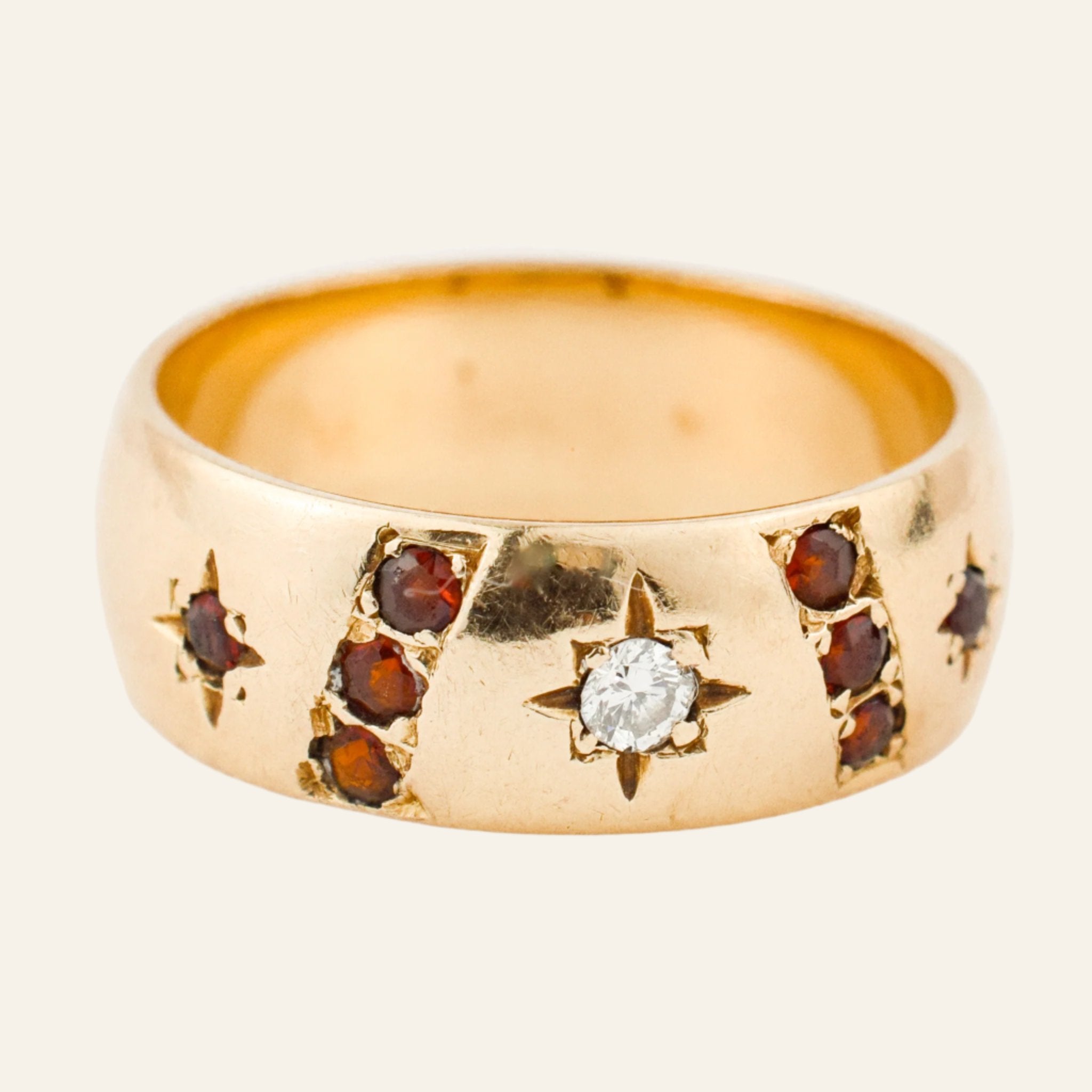 6.7 mm Garnet and Diamond Band