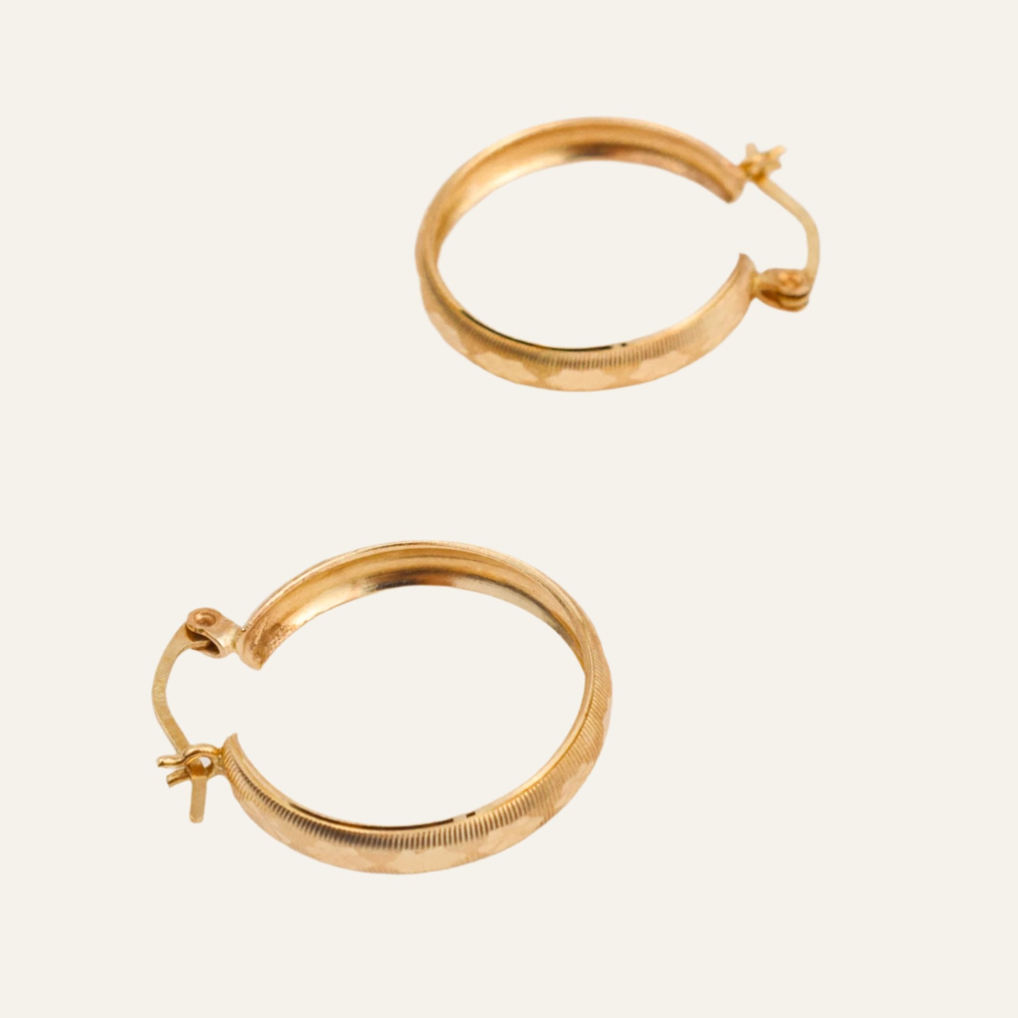24.1 mm Etched Gold Hoops