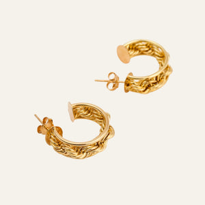 Rope Gold Half Hoops