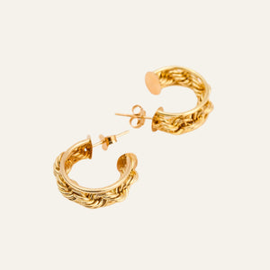 Rope Gold Half Hoops