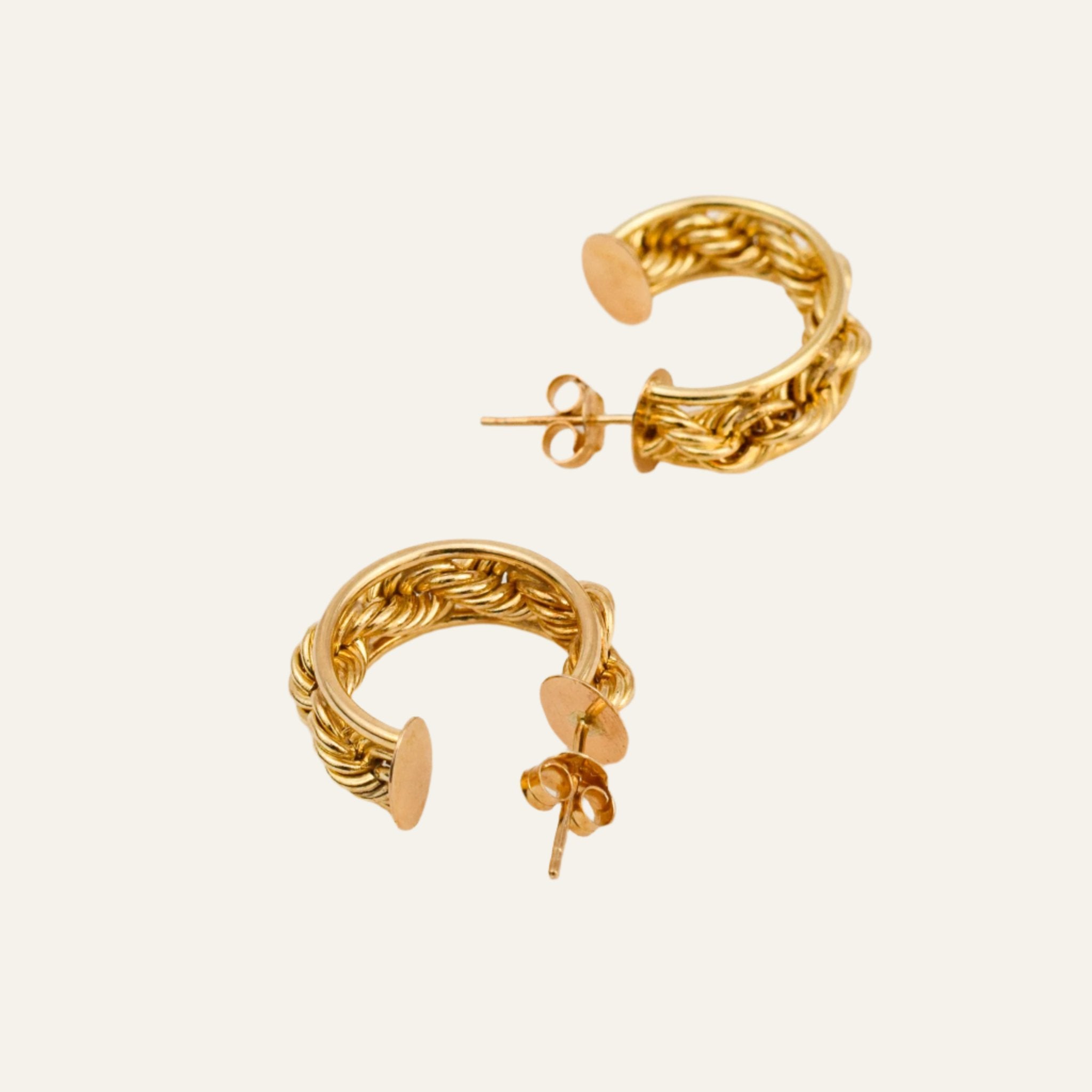 Rope Gold Half Hoops