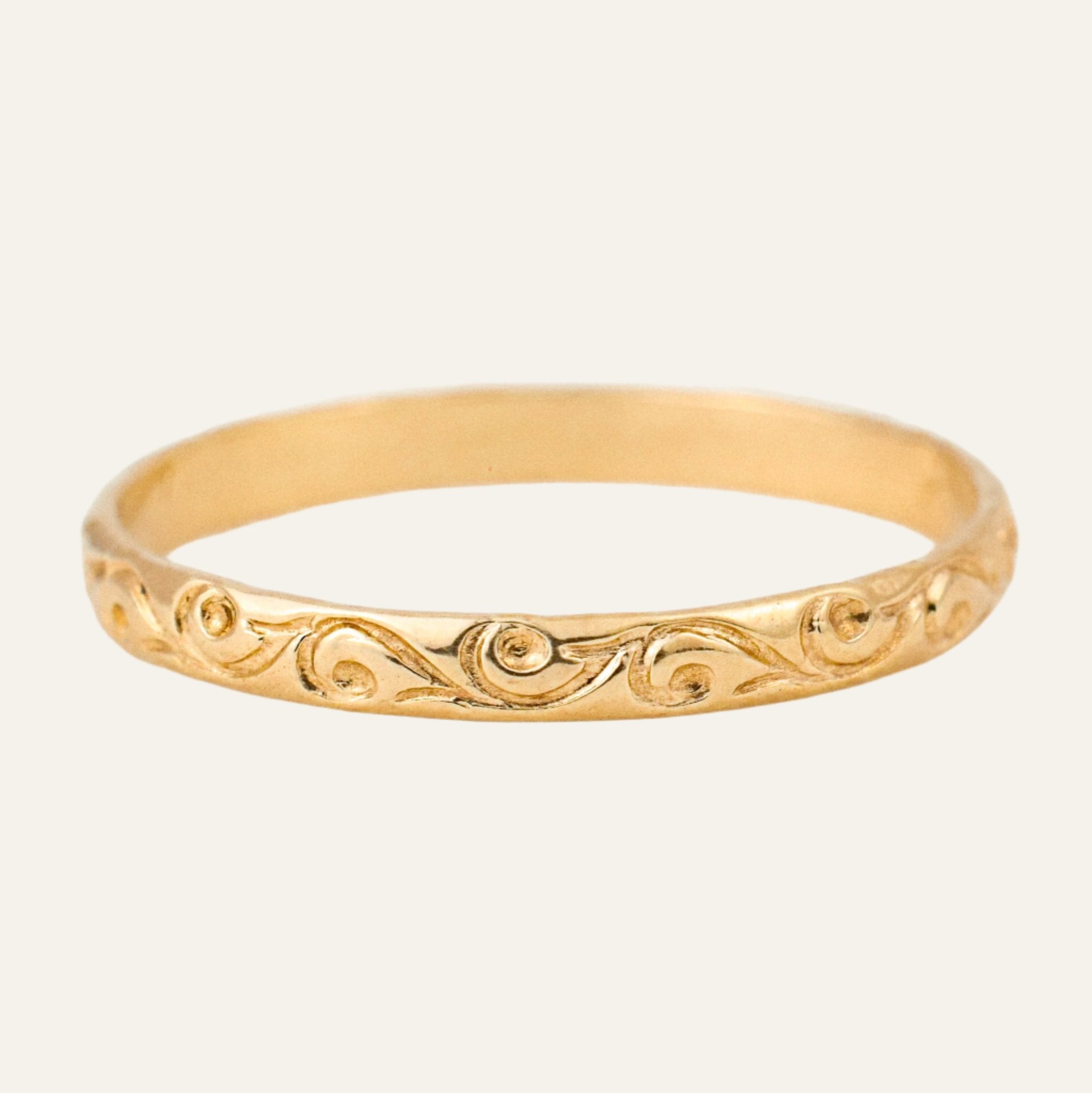 2.1 mm Wavey Gold Band