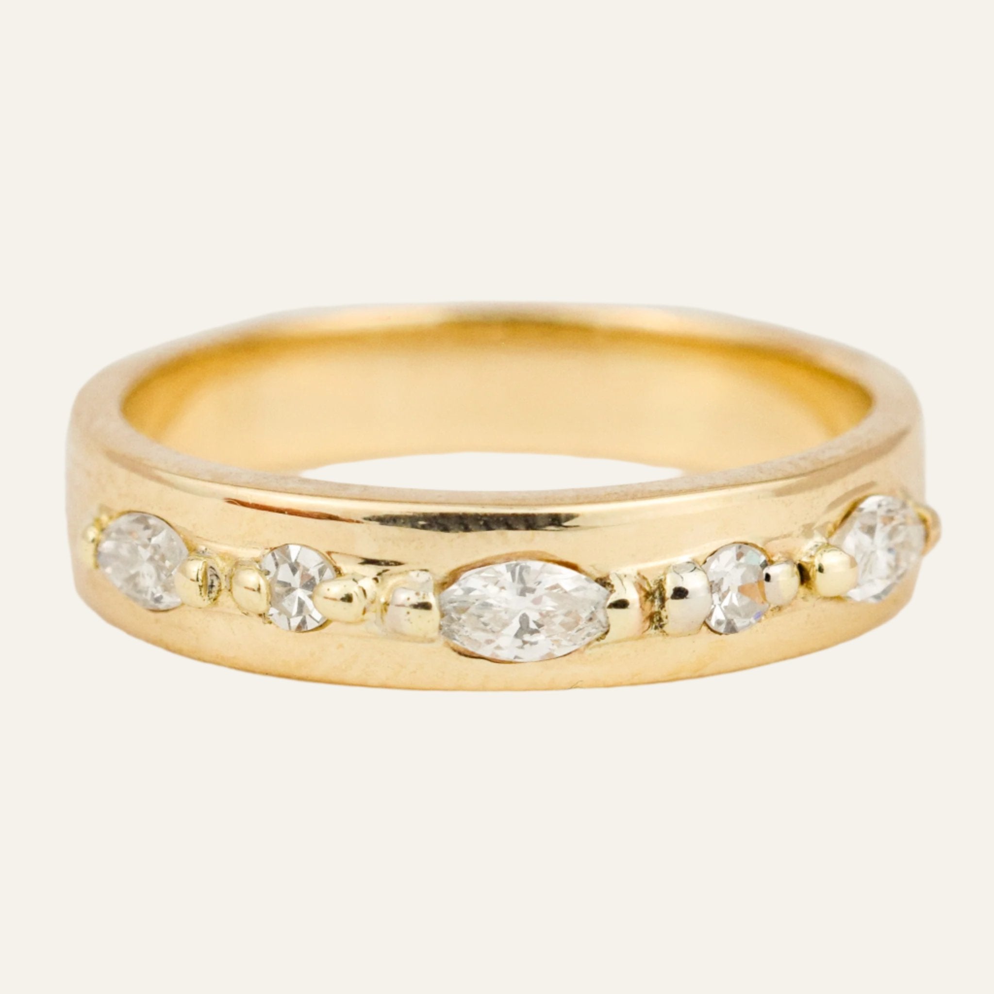 Gold Band with Mixed Diamonds