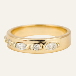 Gold Band with Mixed Diamonds